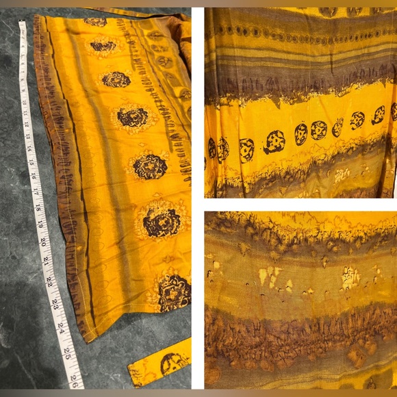 Pretty Pink Made In Nepal Dress Size Small NWOT Yellow Orange Sunset Motif - Picture 8 of 15